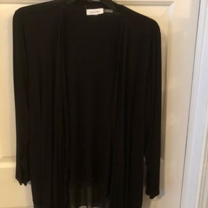 Long knit cardi with sheer hem detail